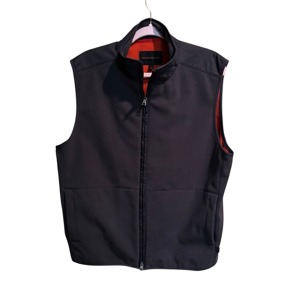 Banana Republic Fleece Vest‎ Mens Size Large Gray Full Zip Outdoor Hiking Golf